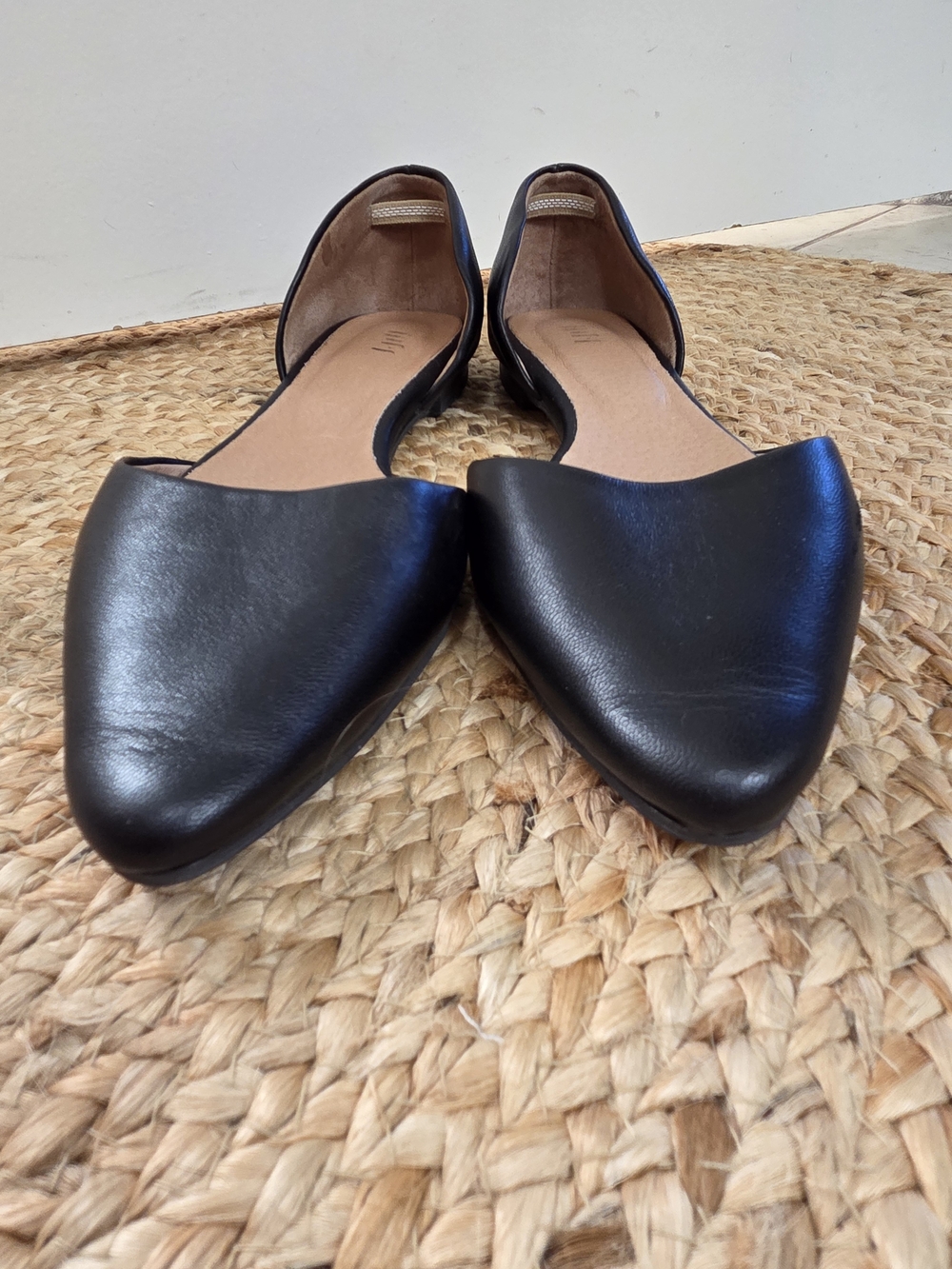 J. Jill Black Pointed D'Orsay Leather Flats